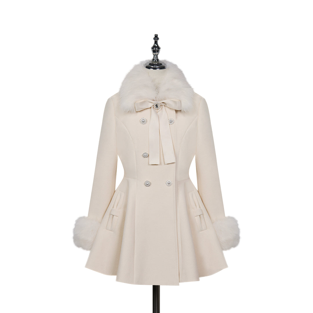 Jirai Kei Winter Coat Mid-length Coat Slim Fit Big Hem Coat 40570:674362