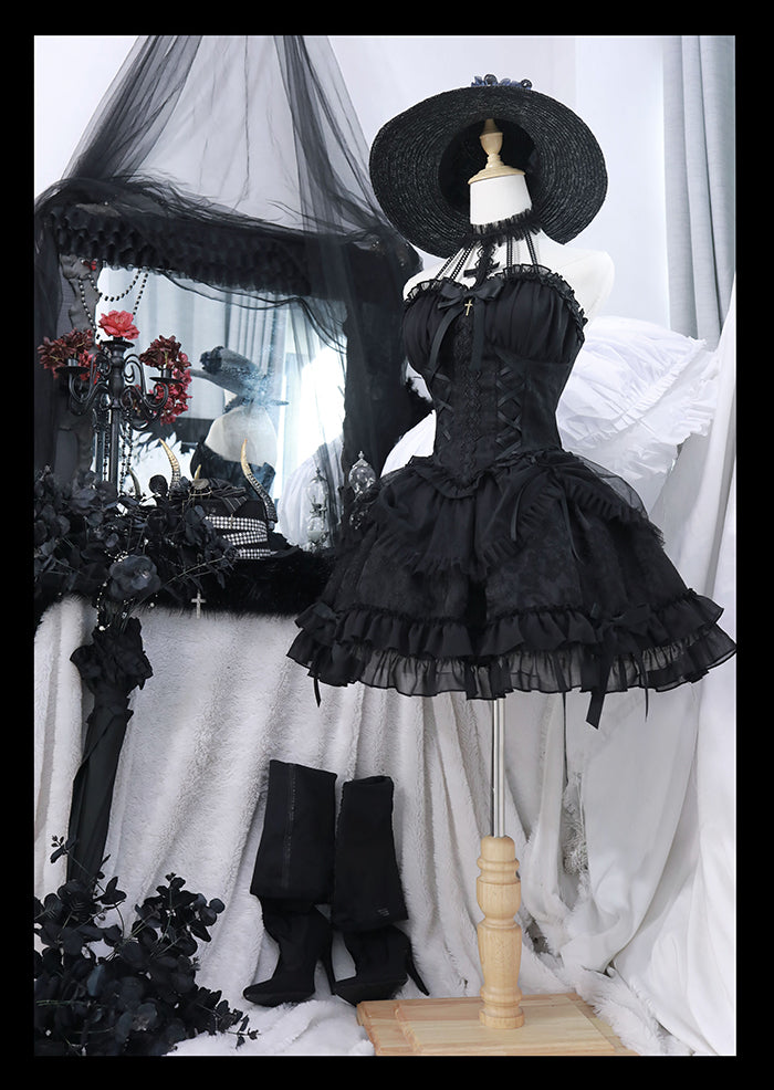 Gothic Lolita Dress Cross-Hime Halterneck Lolita Jumper Dress 35062:478637