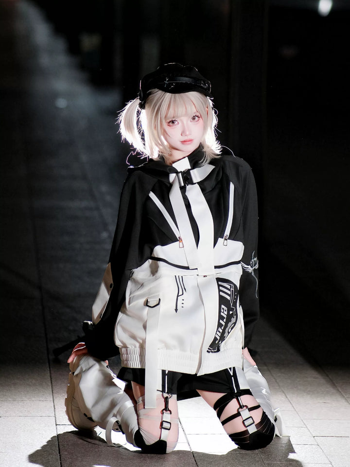 Cyberpunk Outfit, Detachable Jacket and Shorts Set 44424:810094