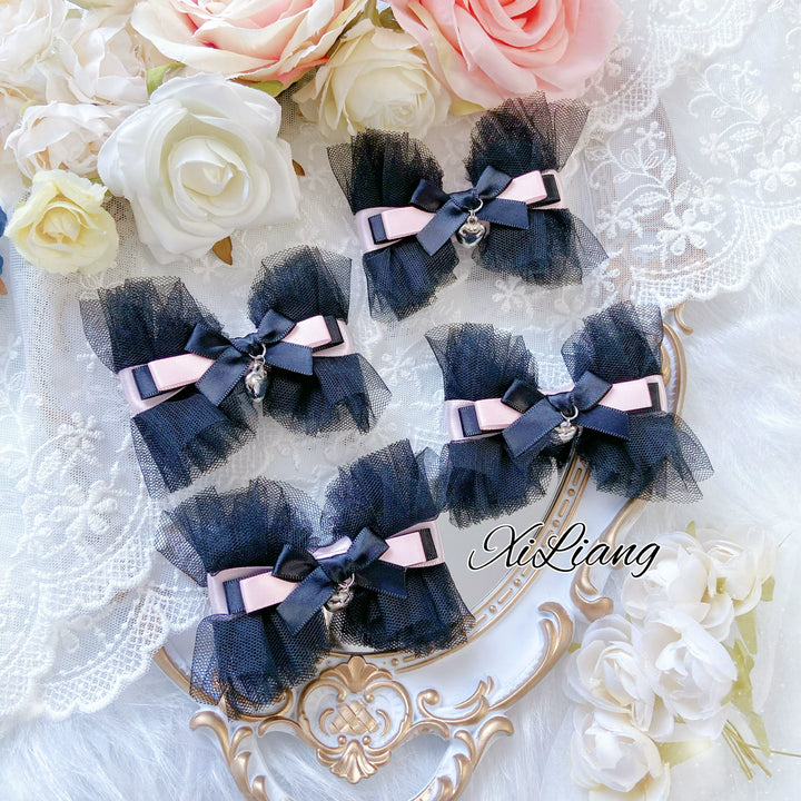 Jirai Kei Hair Clip Pink And Black Bowknot Headdress 39106:634210