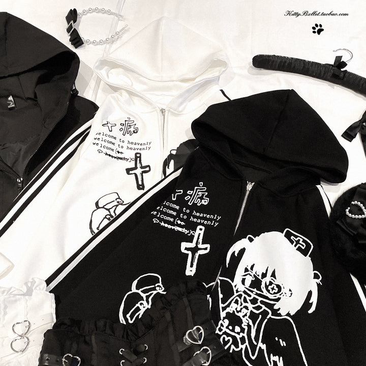 Subculture Jacket Zipper Hoodie Coat Hospital Doll Print 42073:725026