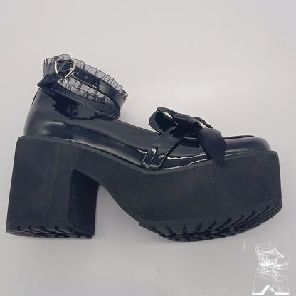 Jirai Kei Shoes High Heel Platform Shoes Lace Bow Shoes 37632:566712