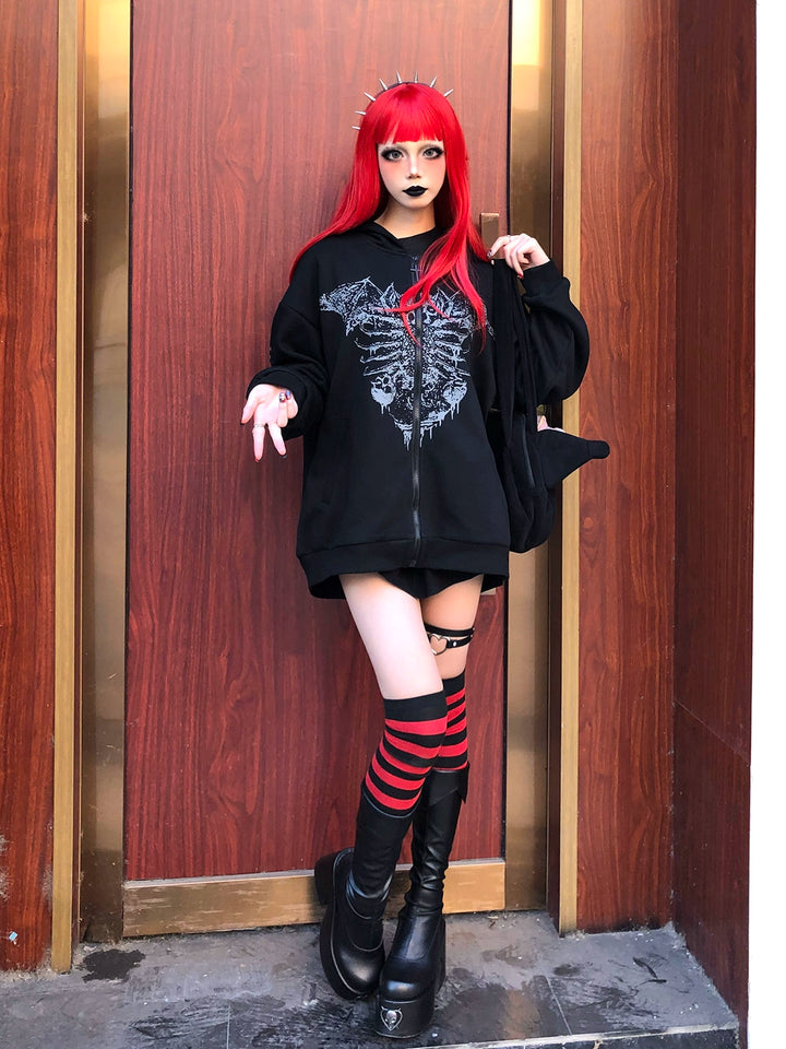 Jirai Kei Jacket Subculture Punk Hoodie Unisex Printed Top 39786:647492