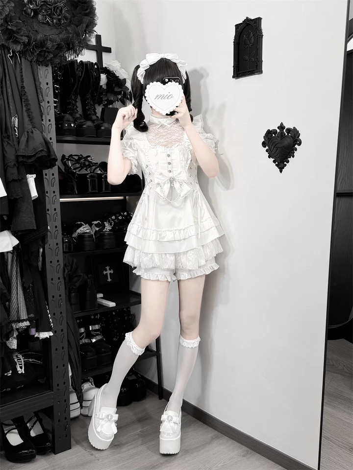 Ryousangata Dress and Shorts Set, Heart & Lace 45812:862932