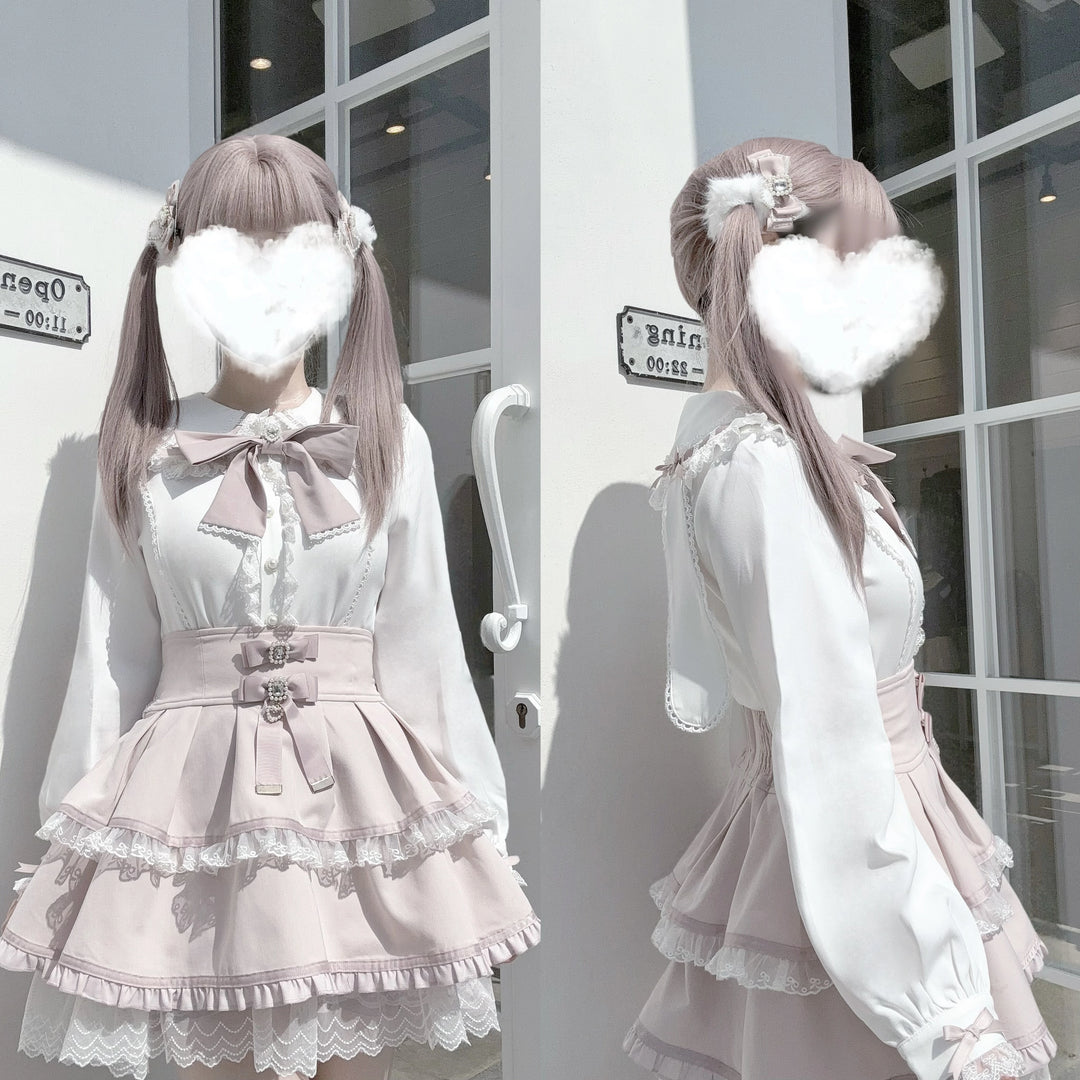 Long Sleeve Ryousangata Blouse, Bunny Eared Collar 43862:787691