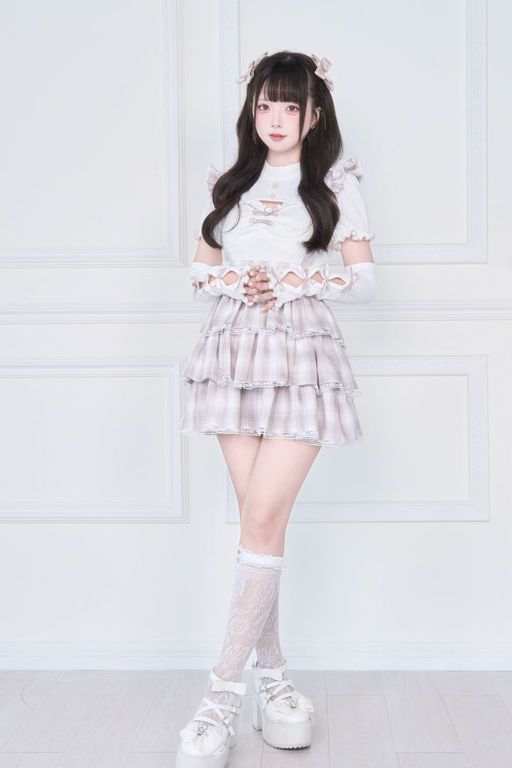 Jirai Kei Knitted Top, High Waist Skirt 43806:786179