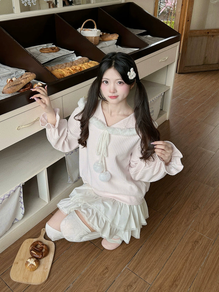 Kawaii Bunny Ear Hoodie, Tiered Skirt 43936:791154