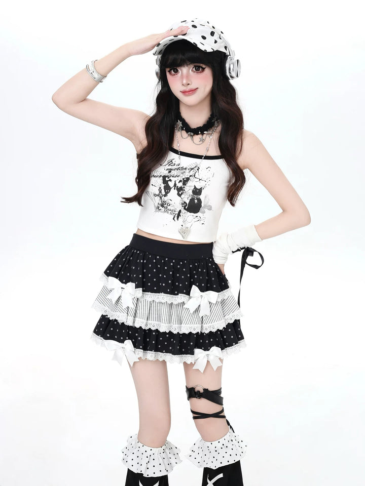 Subculture Cami Top, Cat and Butterfly Print (L M S) 45530:851773