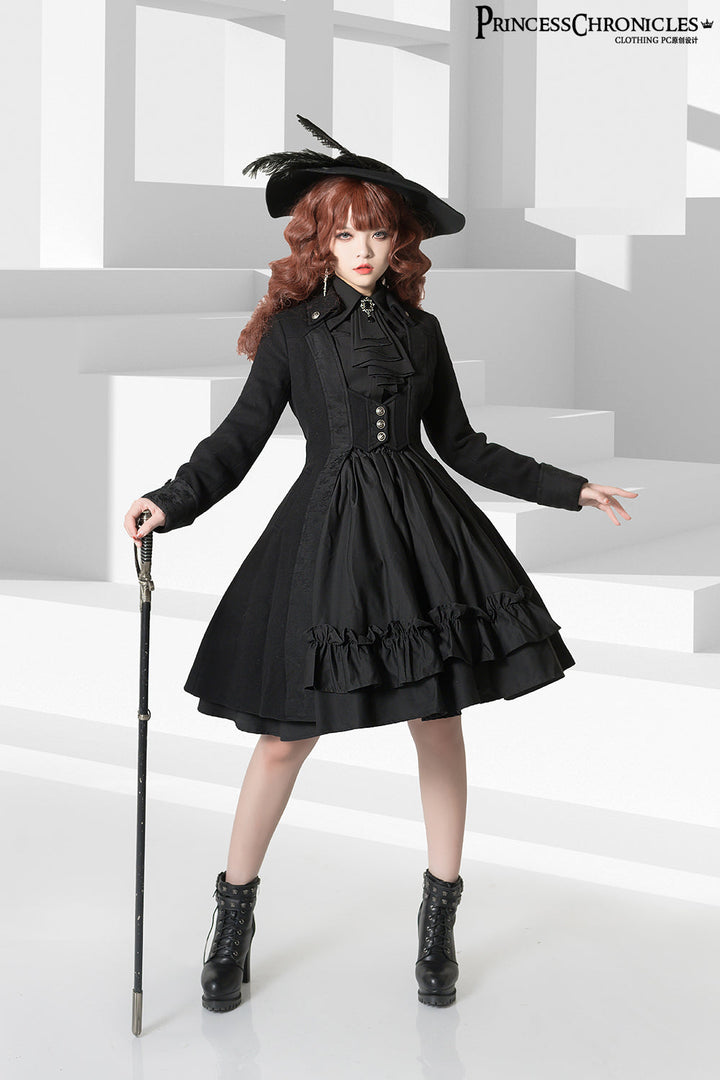 Ouji Lolita Shirt Black Blue Gray Blouse 35202:484261 35202:484261