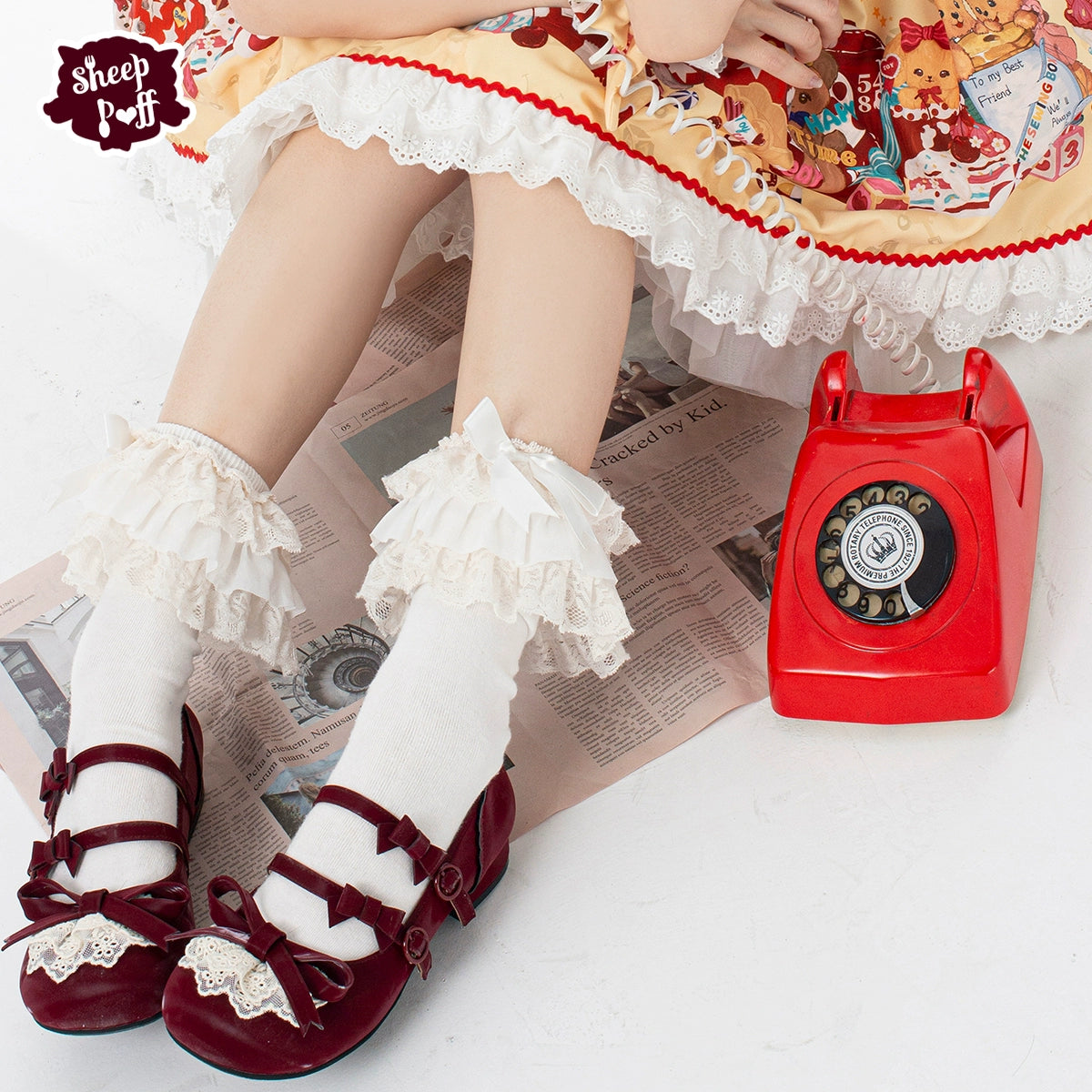 Lolita Shoes Kawaii Low Heel Shoes Lace Round-Toe Shoes 37112:557374