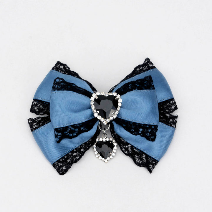 13-Color Jirai Kei Subculture Lace Rhinestone Bow Hair Clip 21590:310896 21590:310896