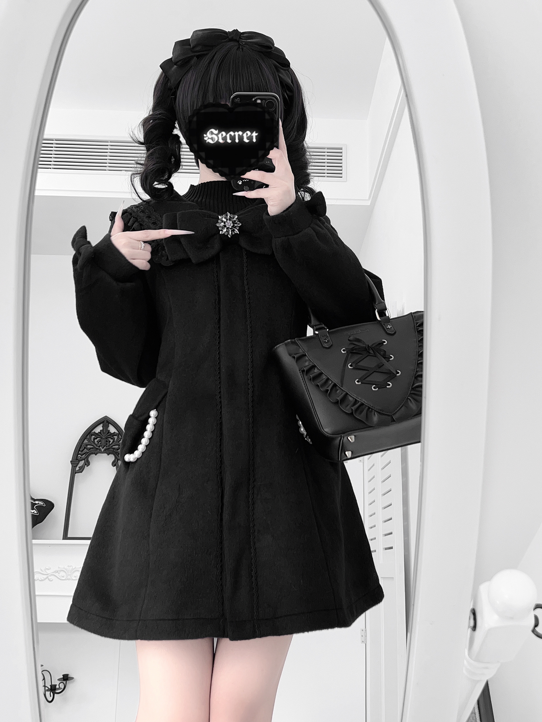 Wool Blend Ryousangata Coat, Sailor Collar Inspired 44192:801922