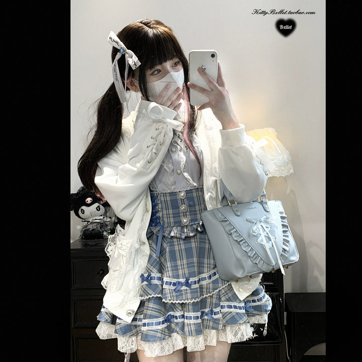 Ryousangata Sweatshirt Cardigan, Ruffled Lace 43732:783904