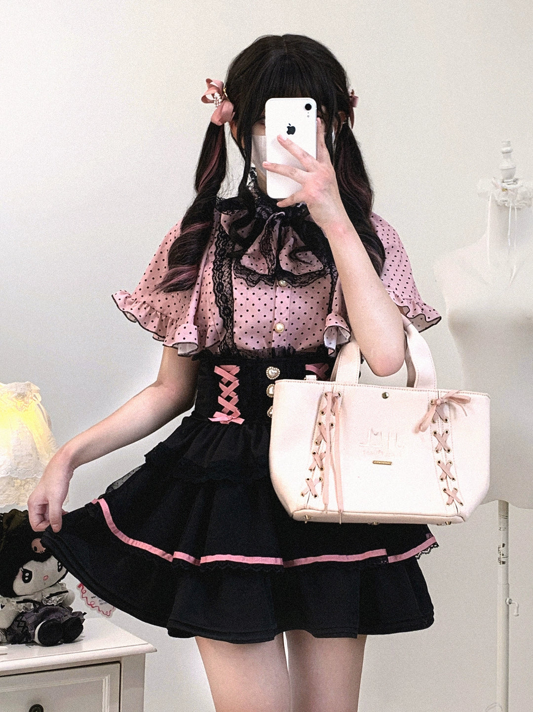 Ryousangata High-waist Skirt, Tiered Hem 44003:792834