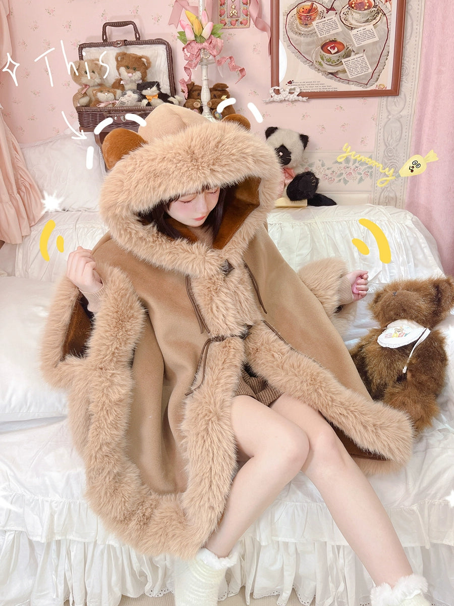 Sweet Lolita Winter Coat Cat Ear Woolen Cloak Kawaii Lolita Cape 40288:667762