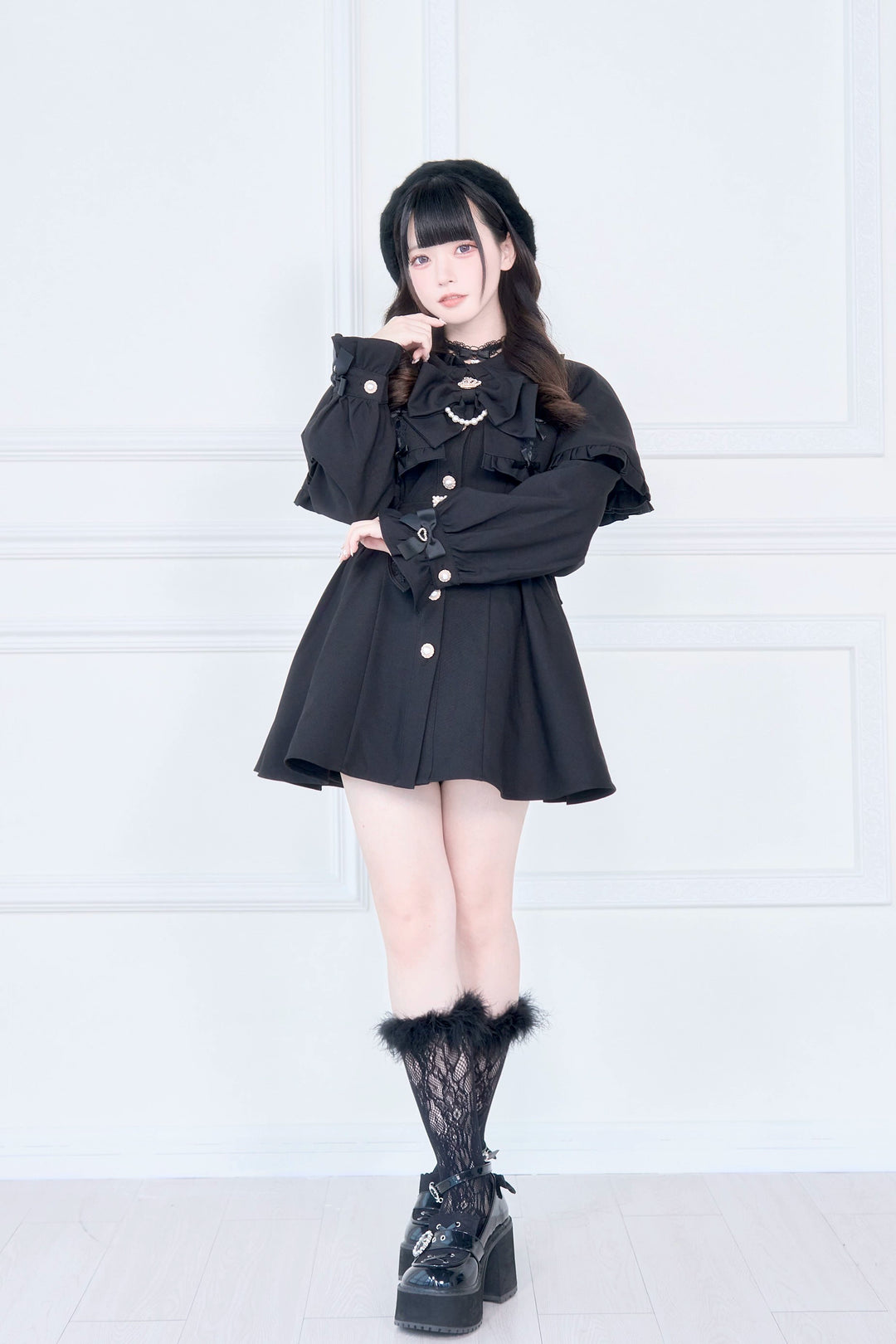 Cape Styled Jirai Kei Trench Coat 43822:786587