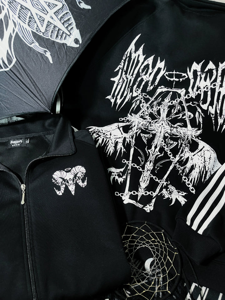 Loose Fit Subculture Jacket, Zipper Closure 44560:815682