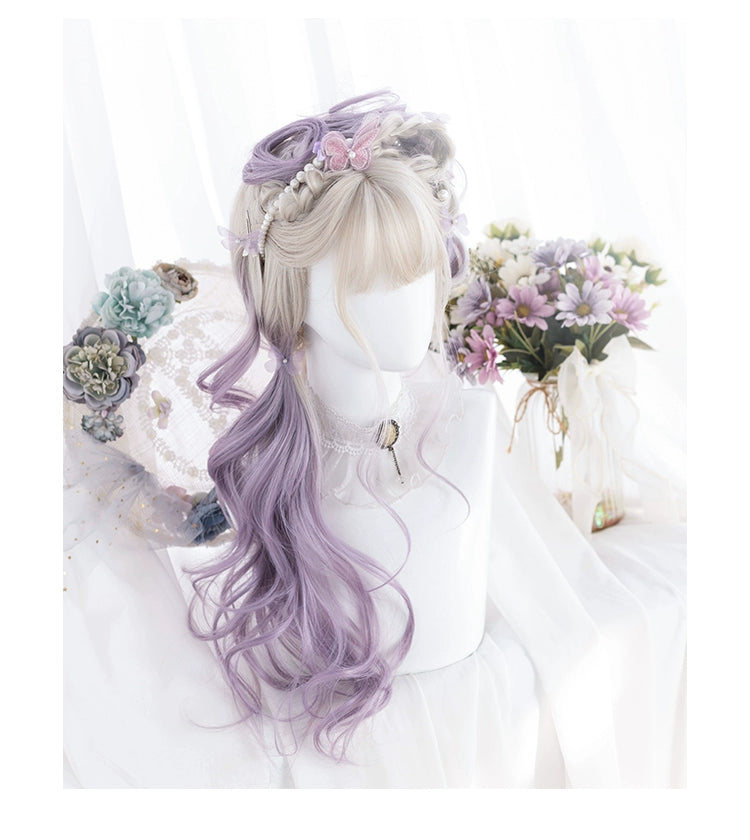 Purple Big Wave Wig Gradient Bangs Wig 31712:372990 31712:372990