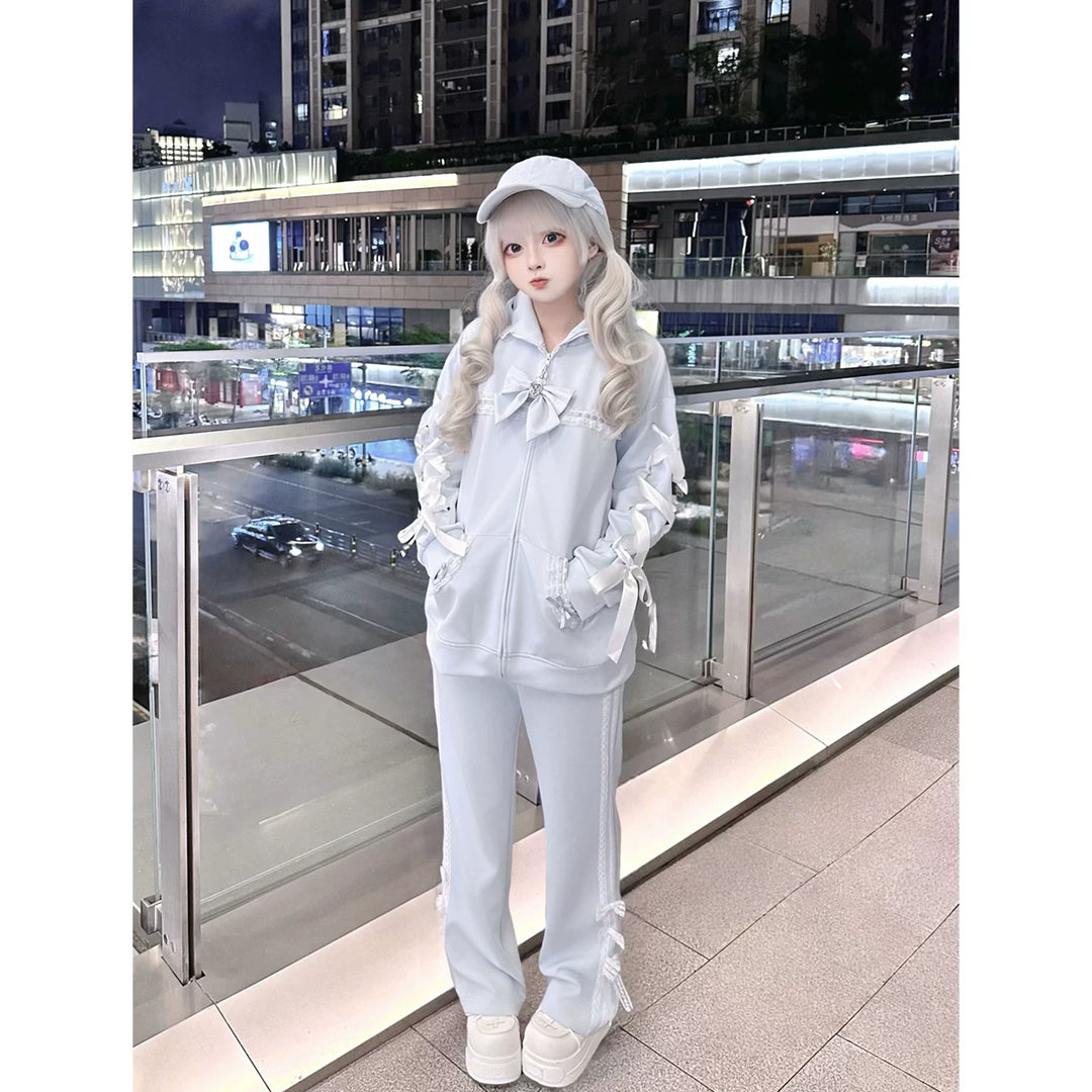 Tenshi Kaiwai Cat Ear Zip-Up Hoodie, Side Lace Pants 45585:856990