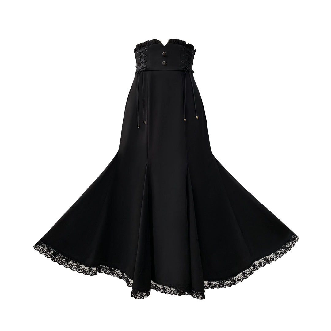 Ankle-length Jirai Kei Mermaid Skirt, Lace Detailed Blouse (L M S XL) 43112:873026