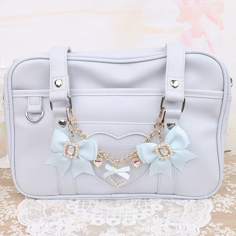 Ryousangata Bag Chain & Bow Charm, Heart-Shaped Rhinestone 45075:839478