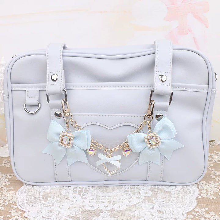 Ryousangata Bag Chain & Bow Charm, Heart-Shaped Rhinestone 45075:839478
