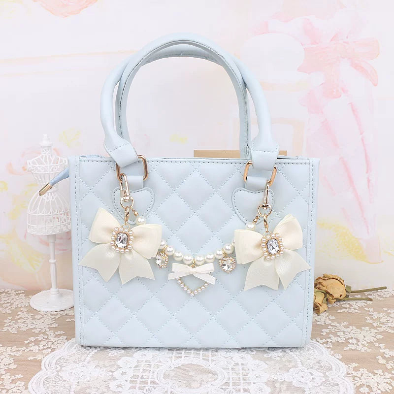 Ryousangata Bag Chain & Bow Charm, Heart-Shaped Rhinestone 45075:839461