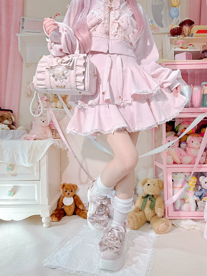 Jirai Kei 2-Way Handbag, Bow-Pearl Side Charm 44558:813621