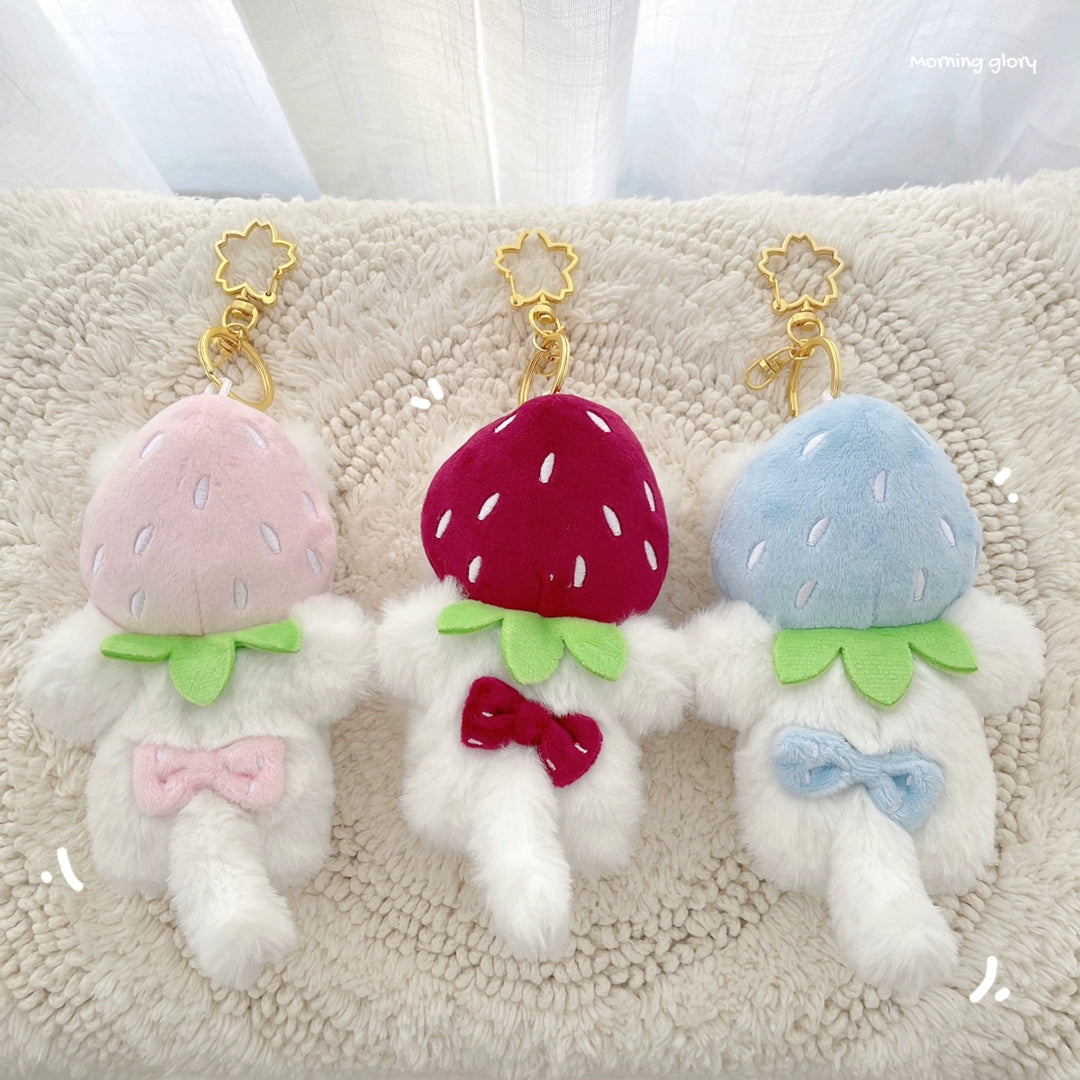 Kawaii Fashion Strawberry Kitten Keychain Plush Doll 21898:331766 21898:331766