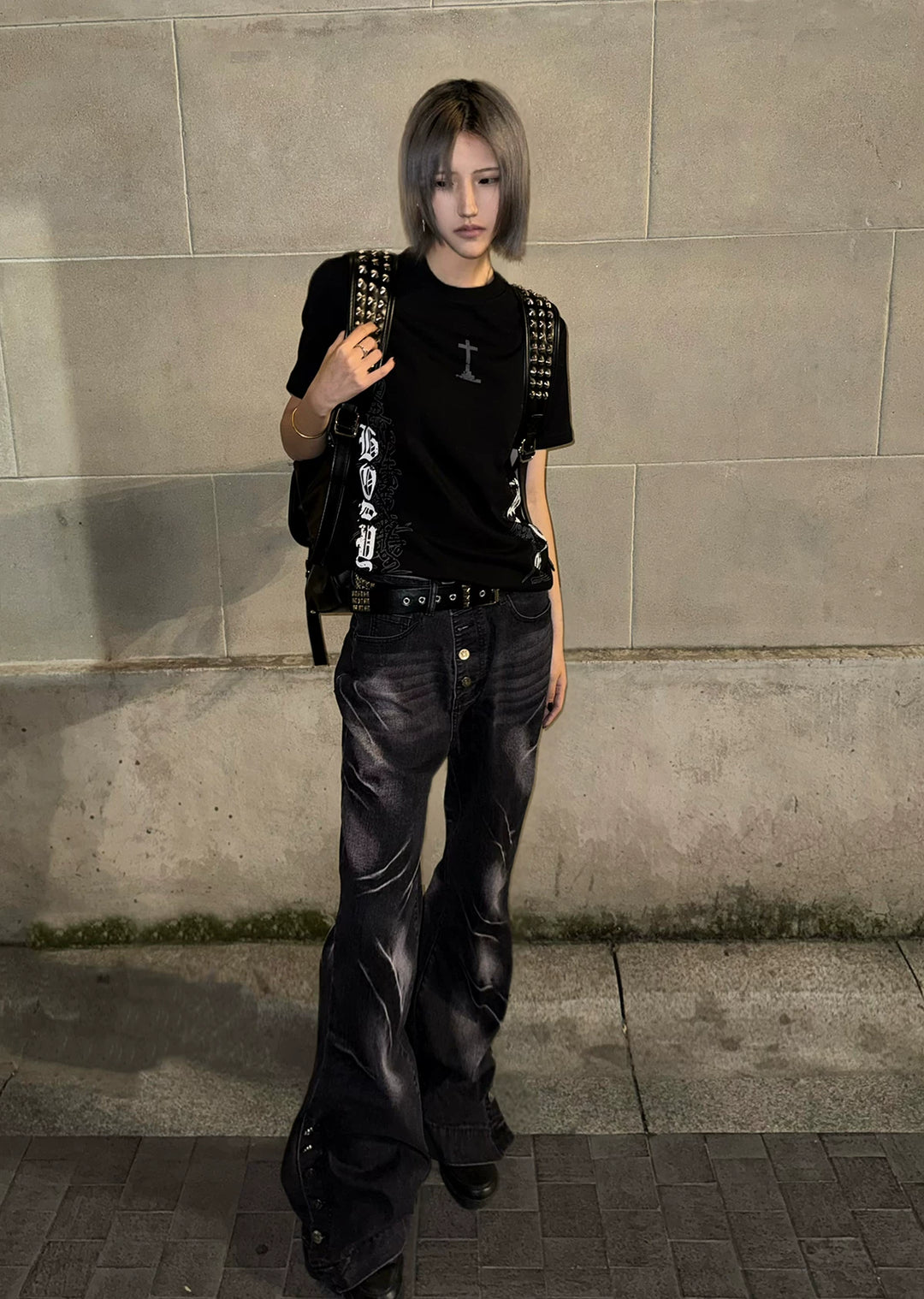 Subculture Black Printed T-shirt, Standard Shoulder Cut 45697:859407
