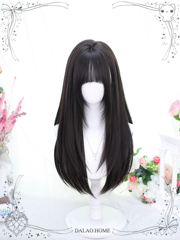 Lolita Wig Black Brown Wigs Medium Length Straight Wigs 35600:496378 35600:496378