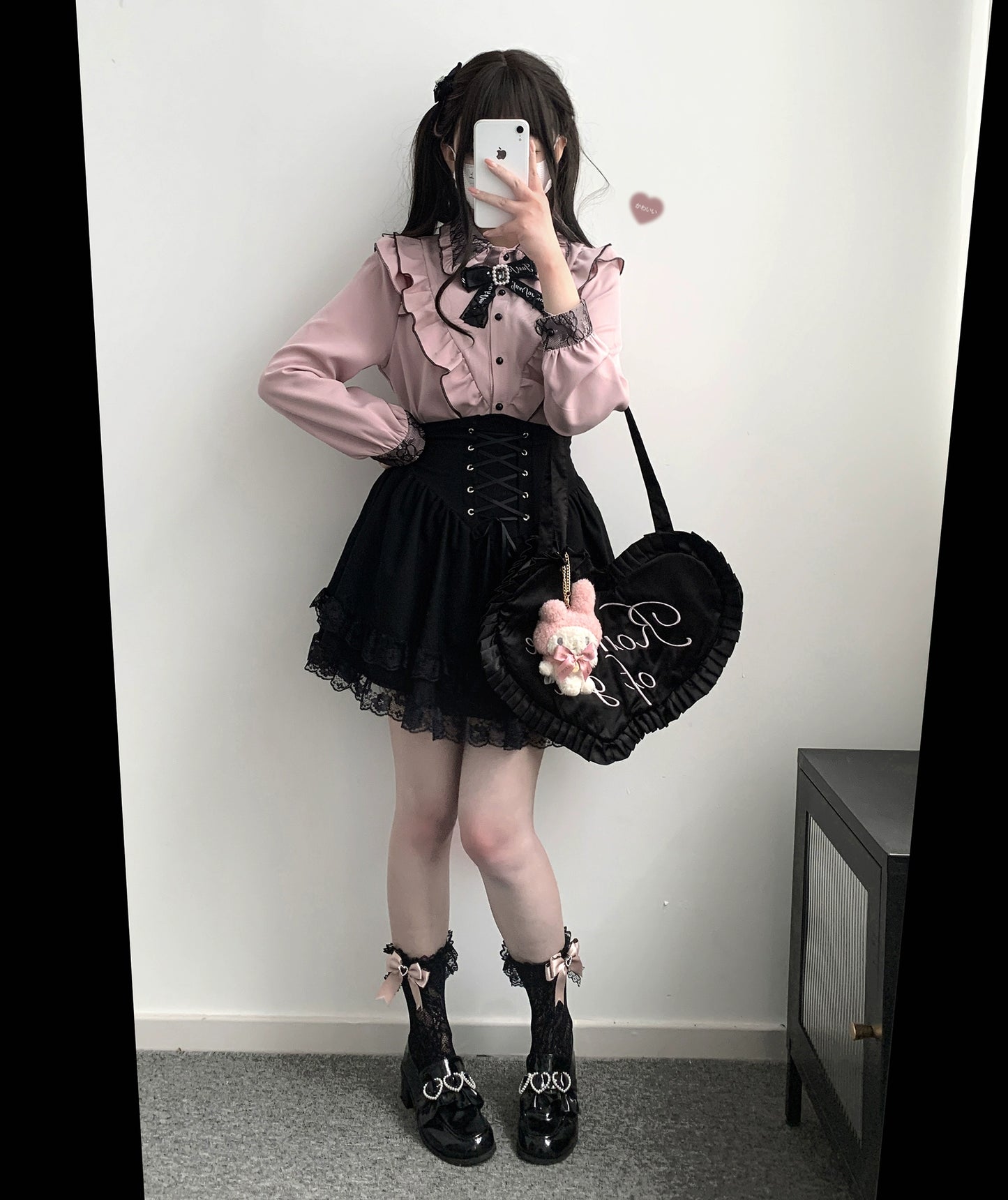 Jirai Kei Skirt High Waist Skirt Lace Up Skirt 36776:540130