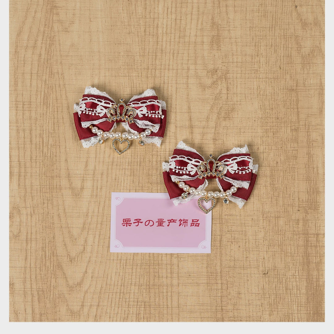 Ryousangata Hair Clip, Bow with Crown & Pearl 44743:823145