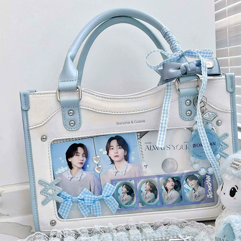 Y2K Square Shaped Ita Bag, Clear Window & Star Chain 45418:848127