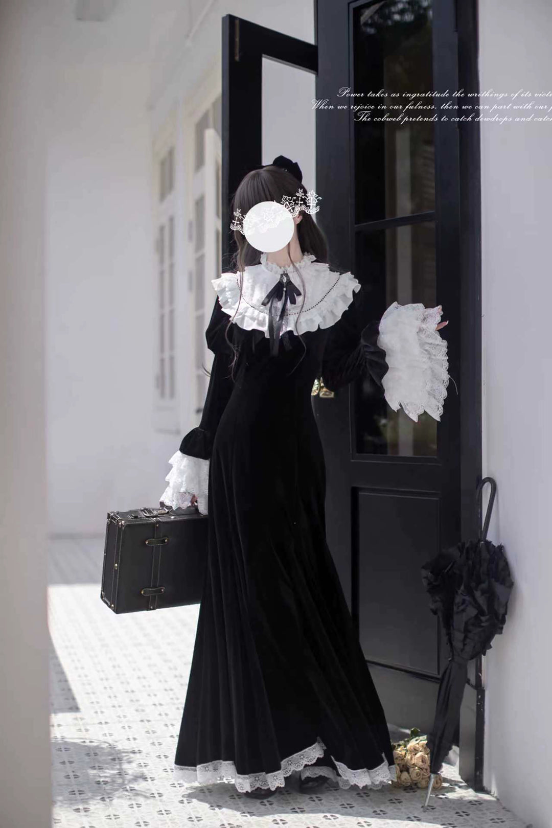 Gothic Mermaid Dress, Tiered Flared Cuffs 44122:797065