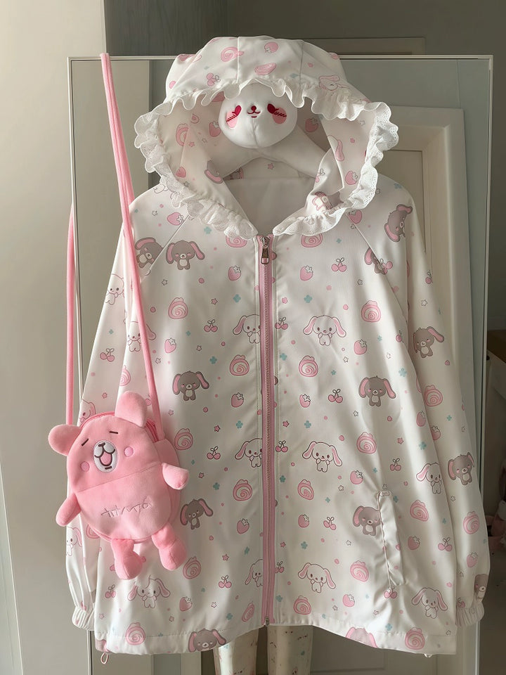 Kawaii Hooded Sunscreen Jacket with Cat Ears & Animal Prints (L M S XL XXL) 42905:759095