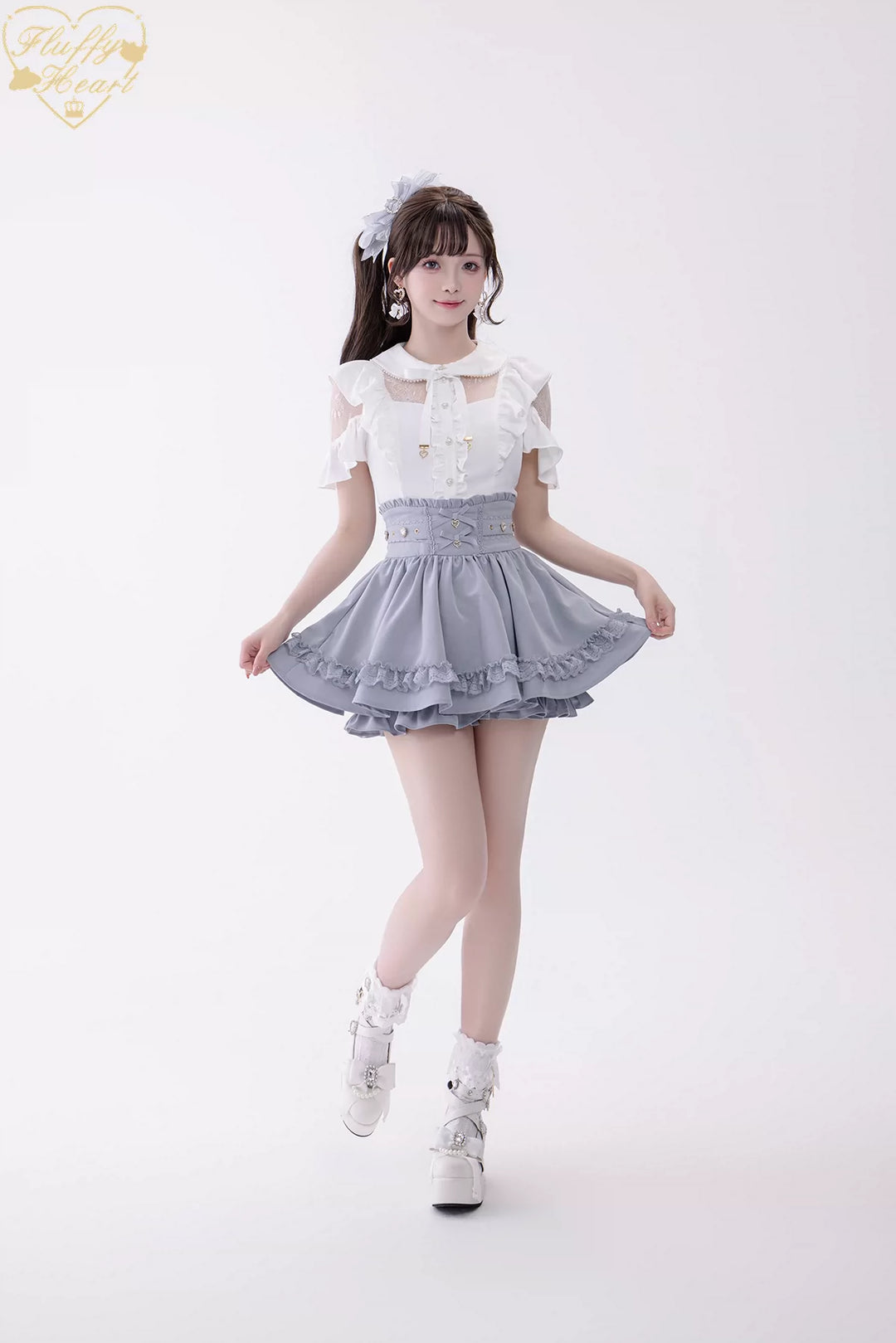 Jirai Kei High Waist Skirt, Built-in Safety Shorts 45720:860286