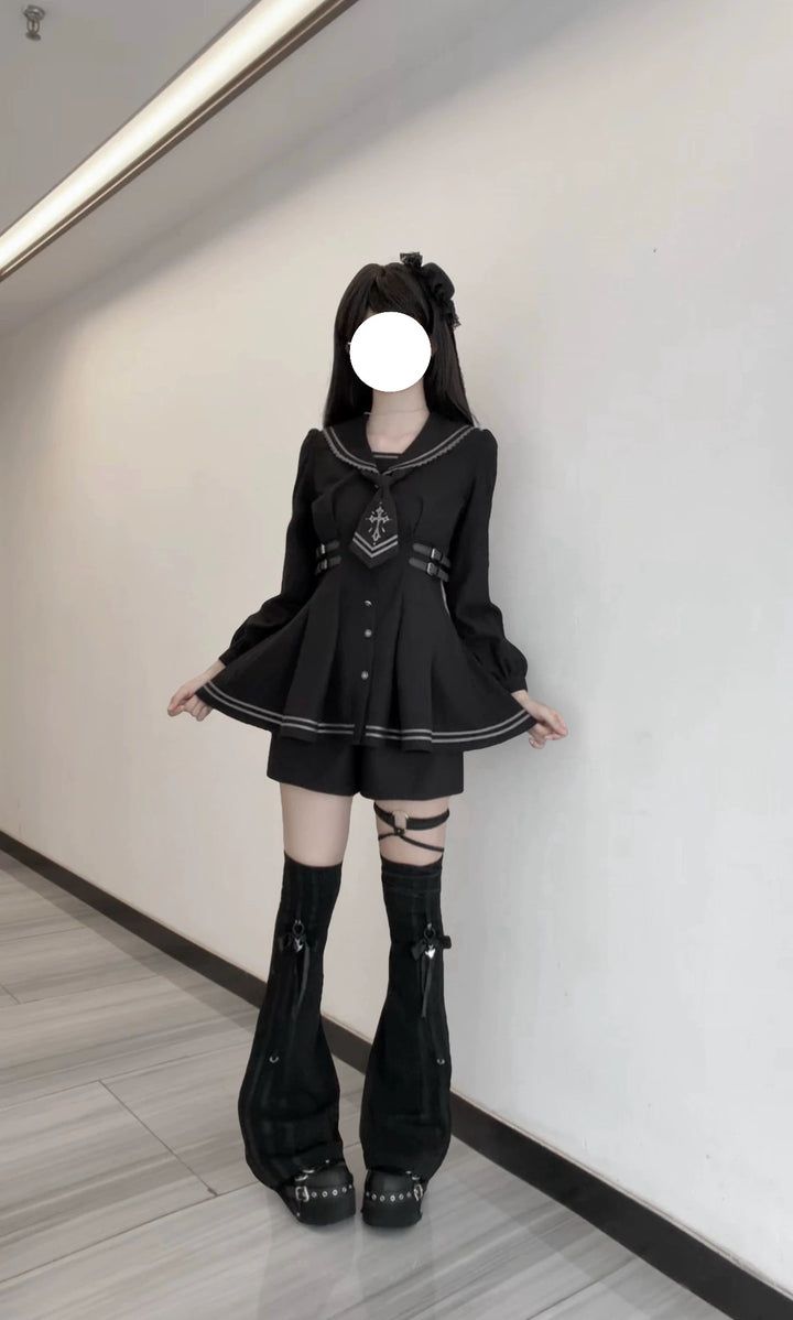 Black Sailor Collar JK Uniform, Detachable Necktie 45624:859772