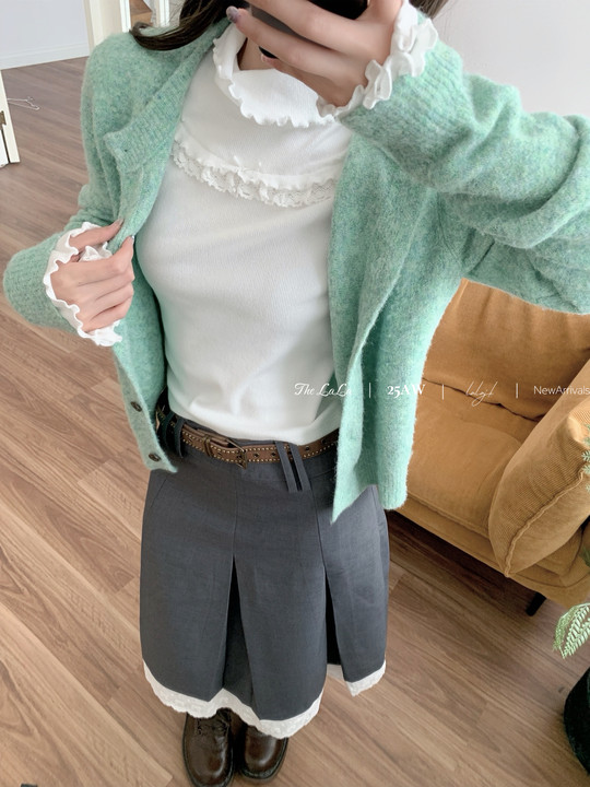 Christmas Red Off-Shoulder Sweater, Ruffled Skirt (L M S) 44160:798298