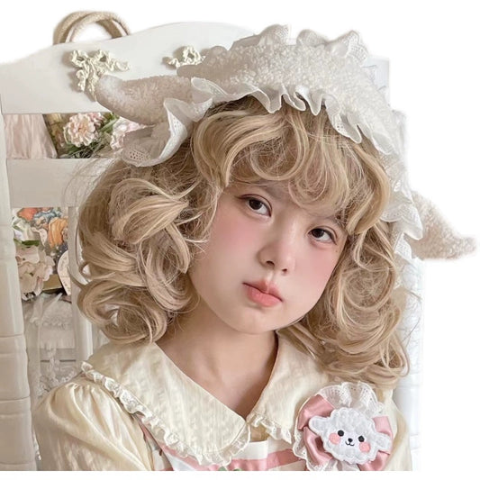 Lolita White Pink Headwear Lamb Ear Hair Accessories (White) 31742:372530