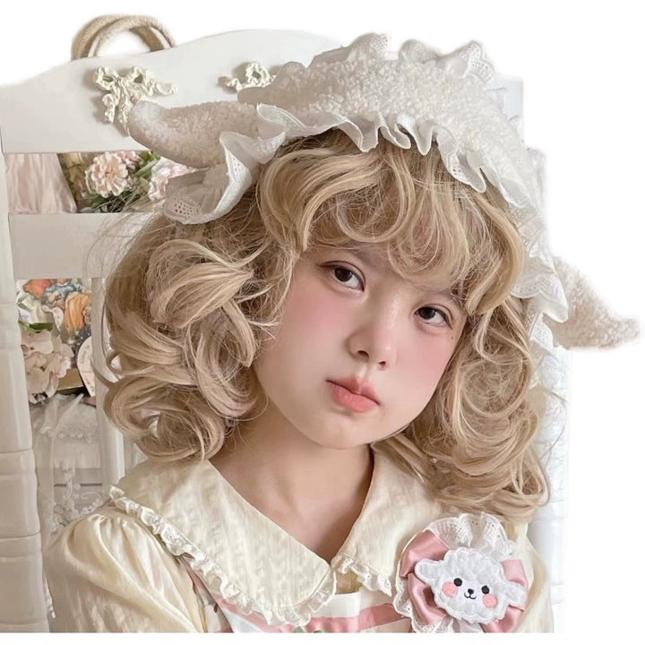 Lolita White Pink Headwear Lamb Ear Hair Accessories (White) 31742:372530 (White) 31742:372530