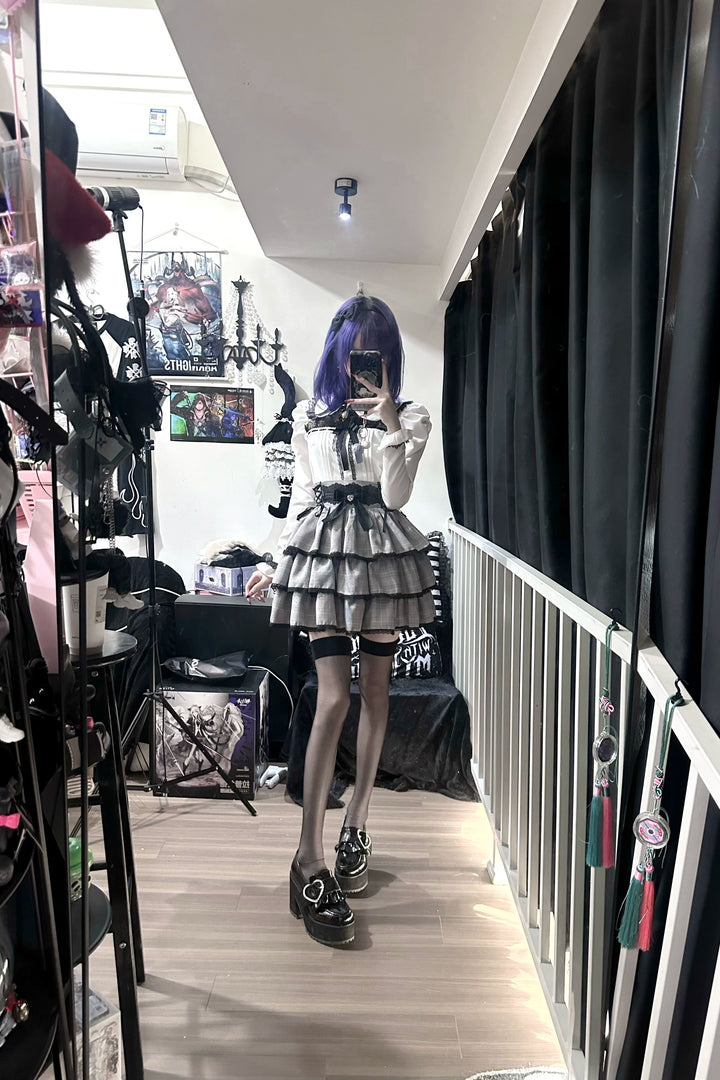 Jirai Kei Peter Pan Collar Blouse & Skirt Set 45007:834505