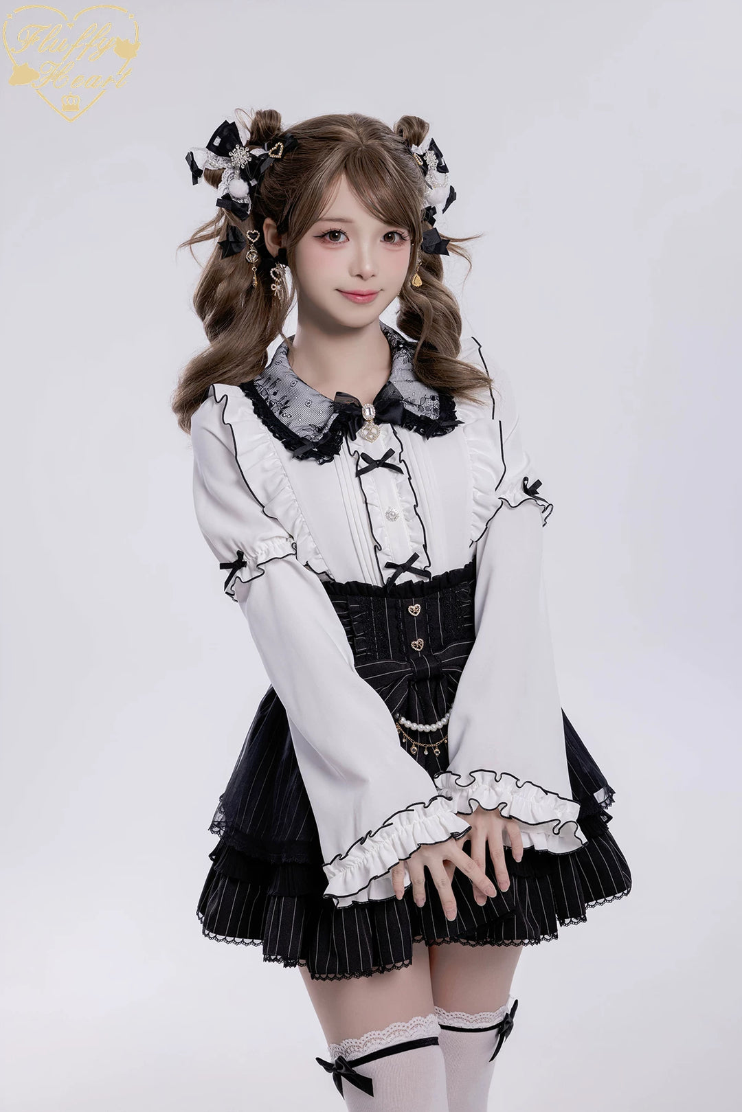 Jirai Kei Lace Collar Blouse, Detachable Sleeves (2XL L M S XL) 45226:842185