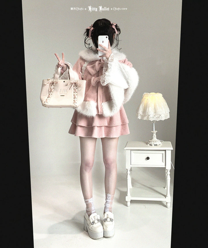 Sweet Bunny Ear Winter Cape, Polar Fleece Lining 44474:809727