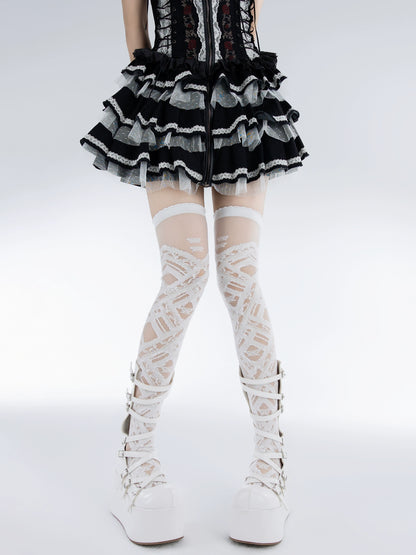 Lolita Socks Over-the-Knee Cross-tied Bandage Stockings 36618:552062