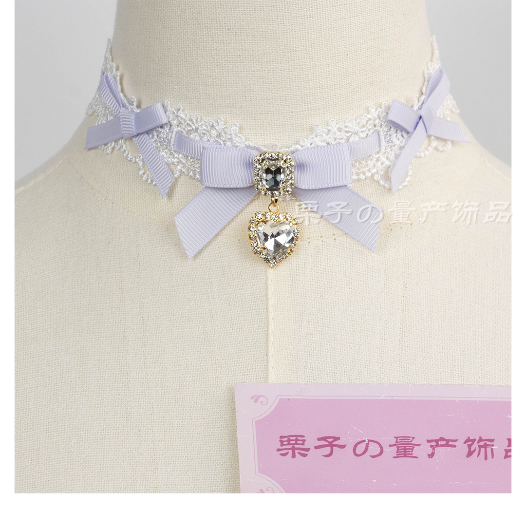 Jirai Kei Lace Choker, Detachable Faux Pearl Necklace 44010:793208