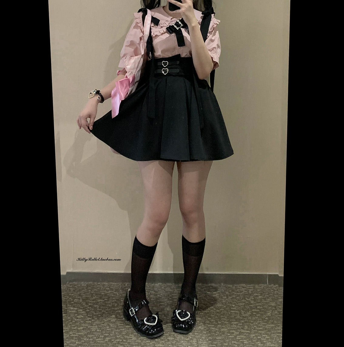 Jirai Kei Overall Dress Salopette Heart Buckle Suspender Skirt 35386:526774