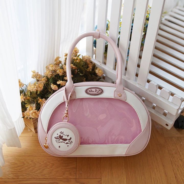 Adorable Itabag Dog Frisbee Crossbody Bag Embroidered Bag (Pink) 38892:642380