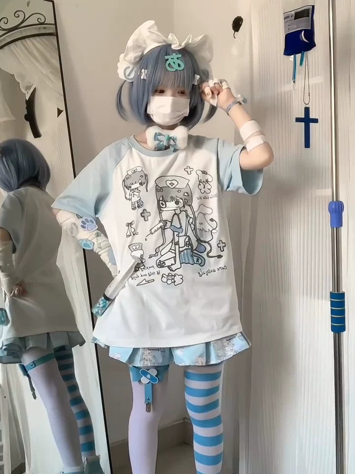 Summer Tenshi Kaiwai T-shirt, Front Nurse Print (2XL L M S XL) 45472:850137