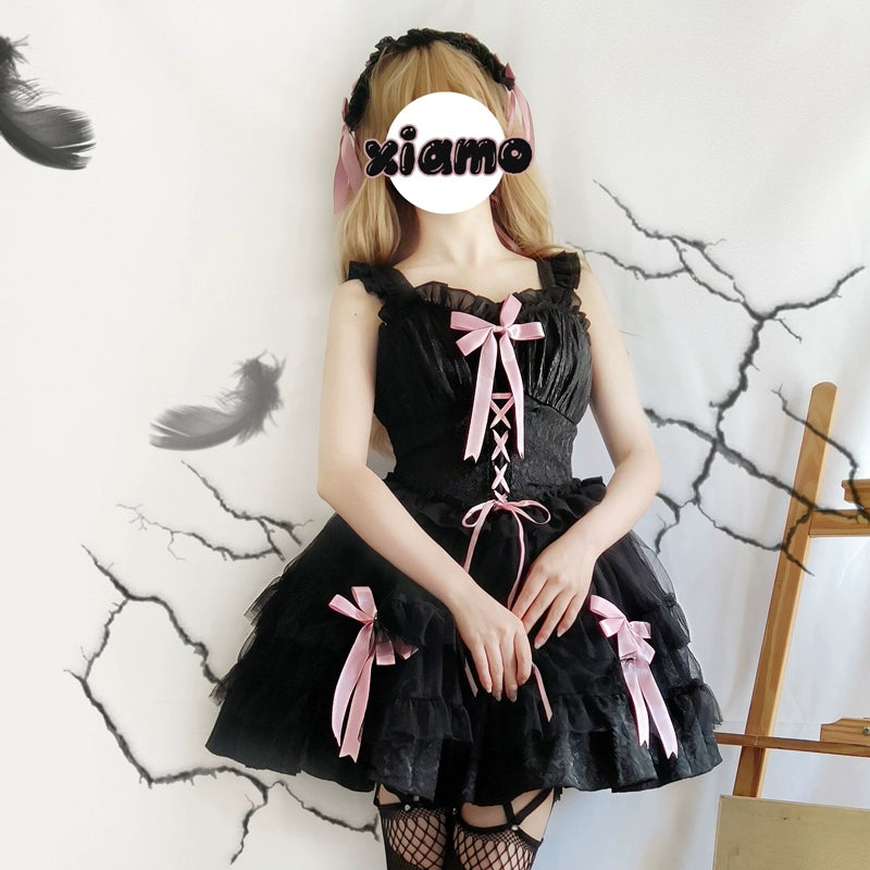 Gothic Lolita Jumper Dress Dark Jacquard Pattern Dress 32088:381882